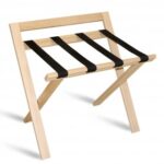 Preklopni stalak za kofere s naslonom - masivno drvo - Slika 2