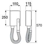 Sušilo za kosu s izvodljivom zidnom cijevi TDL/1 - Slika 2